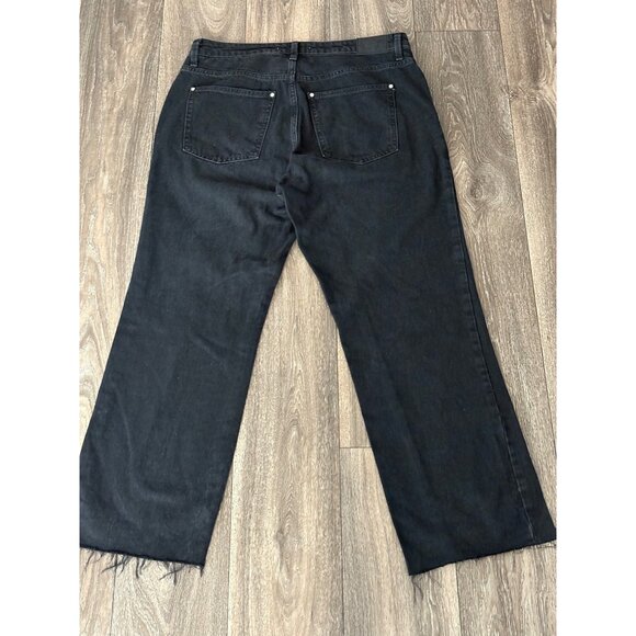 Zara Womens Size 10 x28" High-Waisted Distressed Straight Leg Jeans Black READ!! - Picture 7 of 9